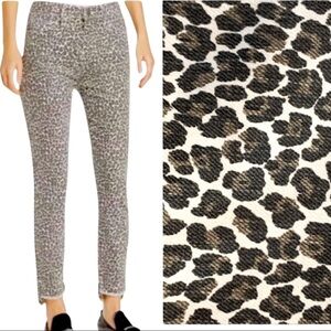 CURRENT/ELLIOTT Super Highwaist Stiletto Crop Leopard Print w/Slit Step Hem 27